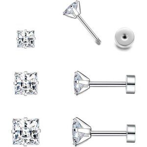 Surgical Steel Studs Earrings for Women Men,Hypoallergenic Silver 14K Gold